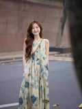 Ink Painting Vest Dress Niche Design Sense 2025 Spring And Summer New Retro Literary Temperament New National Style Long Dress