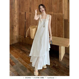 French Sense Irregular Splicing Vest Dress Women's Holiday Style A Word Long Dress