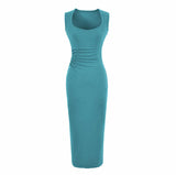 Wide Shoulder Strap Pit Strip Dress Women 2026 Summer New Hot Girl Pure Color U Collar To The Waist-Up Dress