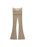 Pure Lust Lace Splicing High-Waisted Casual Trousers Women In Autumn Elastic Hanging Feeling Thin Yoga Long Pants