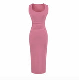 Wide Shoulder Strap Pit Strip Dress Women 2026 Summer New Hot Girl Pure Color U Collar To The Waist-Up Dress