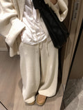 Autumn/Winter 2025 New Lazy Wind High Sense Of Loose Soft Glutinous Sweater Coat Wide Leg Pants Knitted Two Sets Of Women