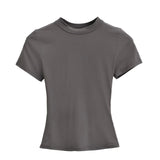 Hottie Tight Foundation Round-Neck Short-Sleeved T-Shirt For Girls Summer Solid Color Bhise Slim Top