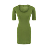 Korean Pure Temperament U-Neck Dress Dress Women Summer Tight Elasticity Skinny Hot Girl With Short Skirt