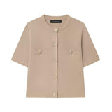 2025 Short-Sleeved Women's Knitted Fashion Autumn Multi-Colored Top