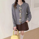 National Style Design Buckle Round Collar Knitted Jersey Women's Spring And Autumn New Fashion Loose Leisure Sweater