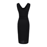 French Temperament Collar Sleeveless Dress Women's Summer Folding Waist High Sense Body Bottom Bag Long Skirt