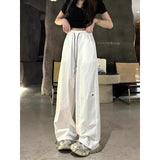 [Lansize] (M-6XL) Quick-Drying Wide-Legged Trousers Women's Spring And Summer Thin High-Waist Straight Trousers