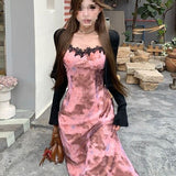 2025 Summer New Women's Dress French Retro Print Sling Dress To Collect Skinny Holiday Tea Rest Dress