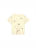 92 Cotton 8 Spandex Summer Slimming With Embroidery Short-Sleeved Girl T-Shirt Cartoon Puppy Print Design Small Blouse