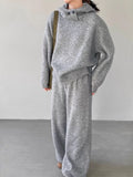 Korean Hooded Knitted Suit Women's Autumn And Winter New Lazy Wind Loose Long-Sleeved Knitted Jersey Broad Leg Trousers Two Sets