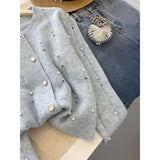 Knitted Women's Autumn New Small Fragrant Wind Nails Long-Sleeved High-End Sweater Coat High-End Design Sense Niche Top