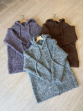 Vintage Zipper Hooded Sweater Coat Women's Autumn And Winter New Loose Lazy Slack Feeling Warm Thick Knitted Open Shirt