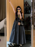 Korean College Style Temperament To Close The Waist Wood Ear Stling Sling Skirt Women Fashion Summer New Square Neck Over The Knee Dress