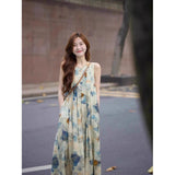 Ink Painting Vest Dress Niche Design Sense 2025 Spring And Summer New Retro Literary Temperament New National Style Long Dress