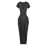 Spice Girls Folded Bag Hip Dress 2025 Summer New Temperament V-Neck Body To Close Short-Sleeved Dress