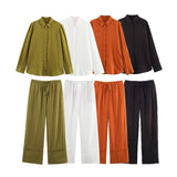 New Summer Solid Shirt 4786090 Wide-Legged Trousers 4786091