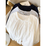 Design Beads With Flower Rib White Shirt Women 2025 Autumn New French Gentle Style Temperament Long-Sleeved Top
