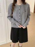 Autumn Knitted Top Casual Slimming Single Row Multi-Buckle Fashion Fake Pocket Knitted Long-Sleeved Shirt Woman