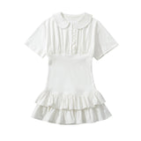 BSKI&TRAF Women's Clothing 2025 Winter New Fashion Lotus Leaf Side Shoulder-Sleeve Doll Collar Dress