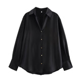 Spring New Silk Lithry Collar Solid Color Loose Shirt 2074580