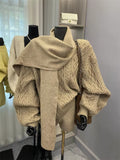 Autumn And Winter New Korean Version Of The Knitted Shirt Shorts Three-Piece Set Of Loose Lazy Casual Lazy Sweater Set