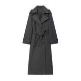 BSK&TRAF Women's Clothing Fall 2025 Classic British Hair This Double Buckle Wind Coat Coat