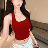 Hanging Neck Bare Back Sexy Sling Vest Women's Summer Careful Machine Design Hollow Beauty Outside Wearing Hottie Sleeveless Top