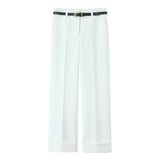 BSK&TRAF Women's Clothing 2025 Summer New Rolling Trousers With Belt Simple Casual Trousers 1478034
