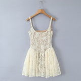 BSWK & TRAF Women's Winter 2025 New French Pure Style Sleeveless Lace Suspension Dress