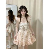 (Inside) Small Fresh Broken Flower Yarn Dress Sweet Age Small Man Ponpon Princess Skirt To Collect Thin A Word