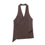 BSK&TRAF Women's Clothing 2026 Summer New Fashion Babes Silk Stisei Hanging Neck Collar Top 2331051
