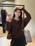 Sweater Casual Loose-Fraged Knitted Shirt New Fashion Temperament Long-Sleeved Knitted Shirt Woman