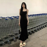 Black Hanging Dress Women's Summer Bottom Skirt Tight-Buff Dress In The Long Fishtail Small Mother Dress