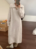 Autumn And Winter Languid Retro Knitted Dress Woman 2025 New Long Fashion Loose Fat Mm Large Size Sweater Dress