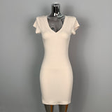 8 Color Optional] V-Neck U-Neck Short-Sleeved Dress Tight Body Thin-Handed-Butled To Show Body Pure Desire Short Skirt