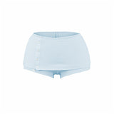 Pure-Style Sexy Hottie Set Spring Warehouse Round Collar Buckle Long-Sleeved T-Shirt Low-Waisted Hip Shorts Skirt Girl