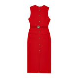 Spring New With Belt Cuffless Sleeveless Fande Dress 3897054