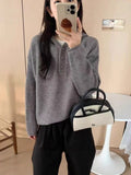 Large-Size Hooded Knitted Sweater Women 2025 Early Autumn And Winter New Fat Mm Korean Version Of Loose Thin Tat-Bottom Shirt