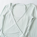 Ballet Style Bottom Hanging Neck Sling + Long Sleeve With Open Shirt + Lateral Waist Hanging Micro-Horn Pants Three-Piece Set Of Women