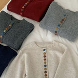Autumn And Winter Buckle Knitted Shirt Jacket Women's Spring And Autumn New Loose Sweater Gray Spring Dress Women's Clothing