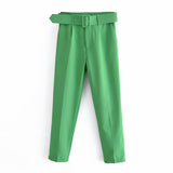 Spring 2025 New ñÞÖå Multi-Colored Harun Pants Casual Solid-Colored Small-Footed Women's Trousers Belt