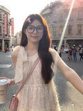 Pure Temperament Famous Sleeveless Hanging Neck Dress Super Fairy Chic Beautiful Brightly Lit Bow Doll Dress Summer