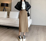 French Cank Open Knitted Half Dress Women's Autumn And Winter High-Waisted Hip Straight Skirts In The Long Thin A-Word Skirt