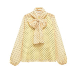 Autumn New Bow Ornament Wave Dot Printing Shirt 1165237