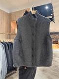 Knitted Vest Women's New 2025 Spring And Autumn And Winter Loose Large Size Outside The High-Neck Vest Sweater Open T-Shirt Shoulder Jacket