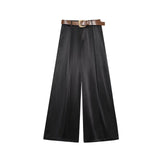 Summer New Fashion 100 With Belt Silk Silk Sleet Straight Trousers