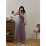 Large Size Women's Clothing Hanging Neck Sling Dress Summer French Holiday Storm Dress Fat MM Thin Dress