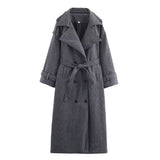 BSK&TRAF Women's Clothing 2025 Winter New Commuter Style Simple With Belt Double Buckle Coat