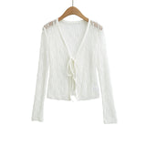 Lace With Cardigan Top Woman 2026 Summer New Hot Girl Wind Solid Hollow Shawl Wear Coat